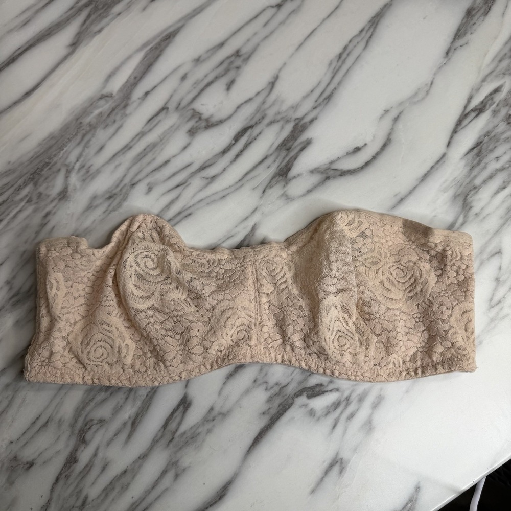 Wacoal Halo Lace Strapless Bra 854205 Size 38C Nude Beige Underwire Unlined